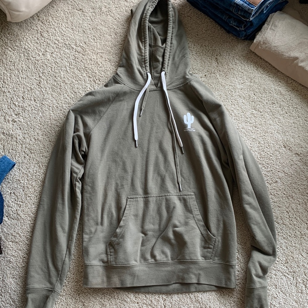 Light olive green tan Serengetee hoodie sweatshirt “Get Lost” cactus desert